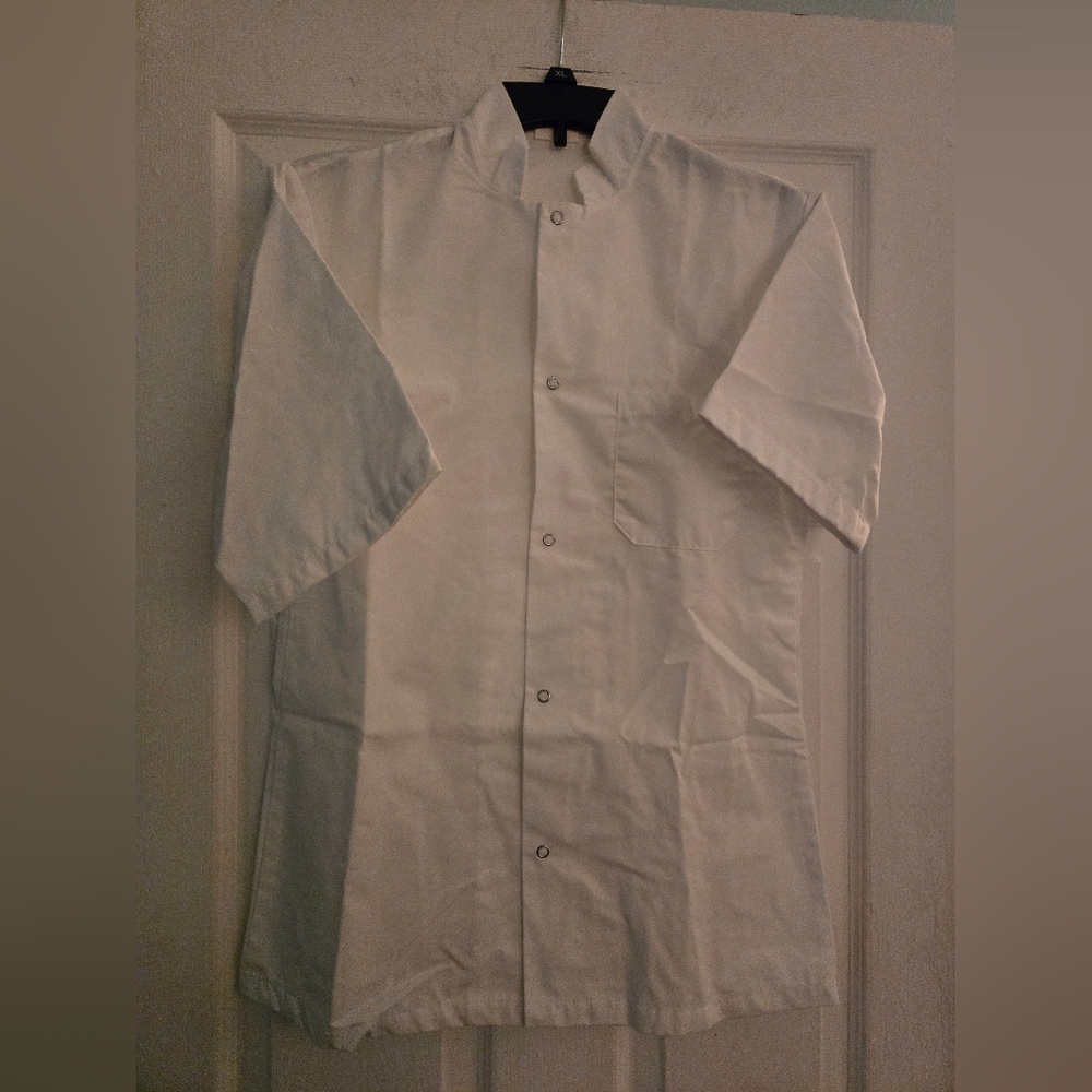 (Set Of 3) White Fashion Seal Chef Uniform Snap Button Tops